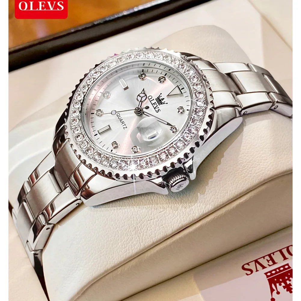 OLEVS 9945 Women's Waterproof Stainless Steel Watch – Automatic Quartz Wristwatch for Women