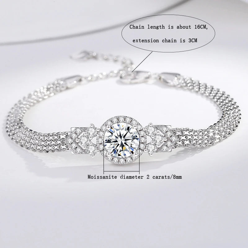 S925 Silver Moissanite Bracelet – French Gentle Style, Versatile Fashion Accessory Freya