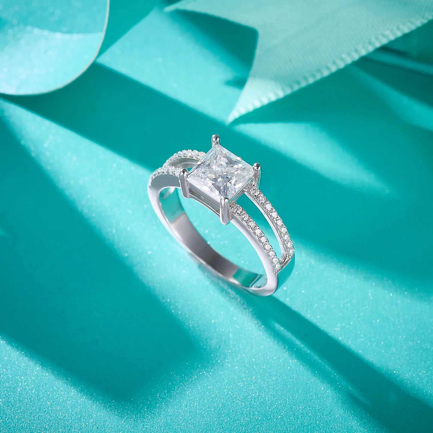 925 Sterling Silver Princess Cut Moissanite Ring | 6mm VVS D Color Diamond, Perfect Women's Wedding or Anniversary Gift