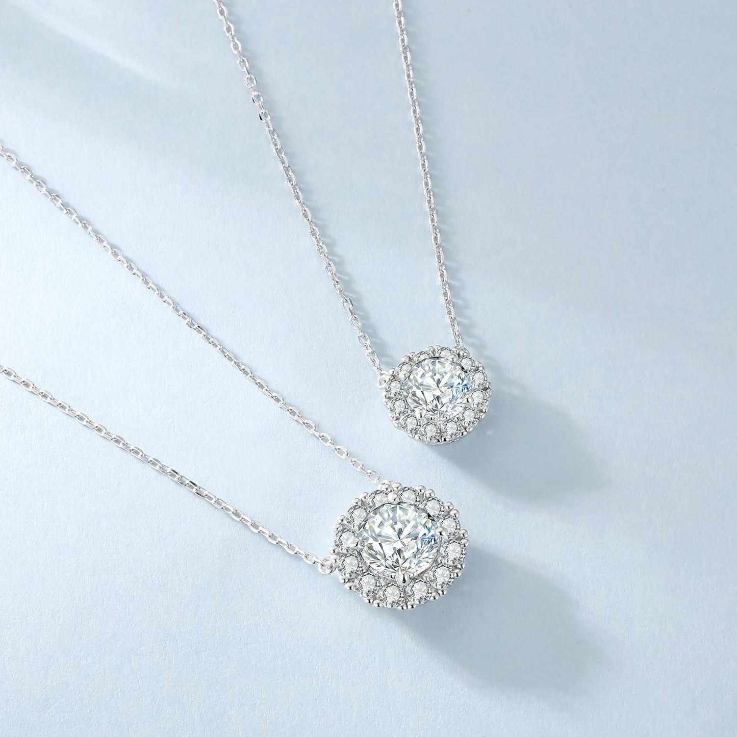 Moissanite Necklace for Women - 925 Sterling Silver Gold-Plated Solitaire Pendant with Lab-Created Diamond