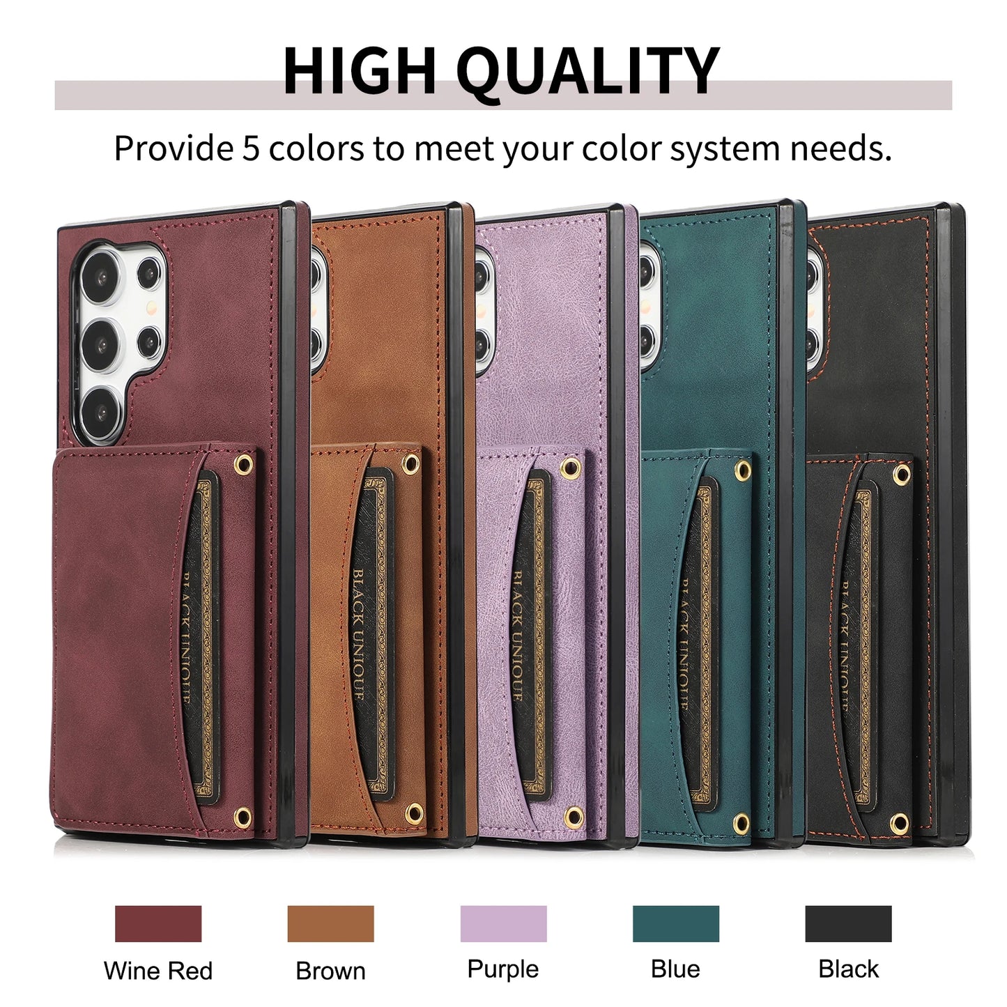 Luxury PU Leather Flip Phone Case – Wallet Cover with Card Holder & Credit Card Slots for Samsung S25, S24, S23 Ultra