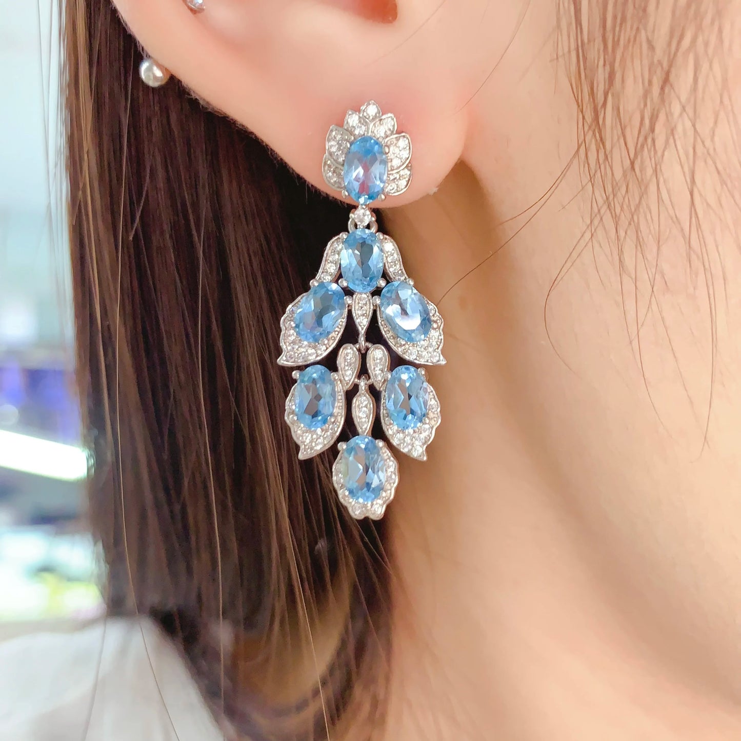 925 Sterling Silver Natural Blue Topaz Earrings – Elegant Gemstone Jewelry for Women | Birthstone Gift of Love & Clarity