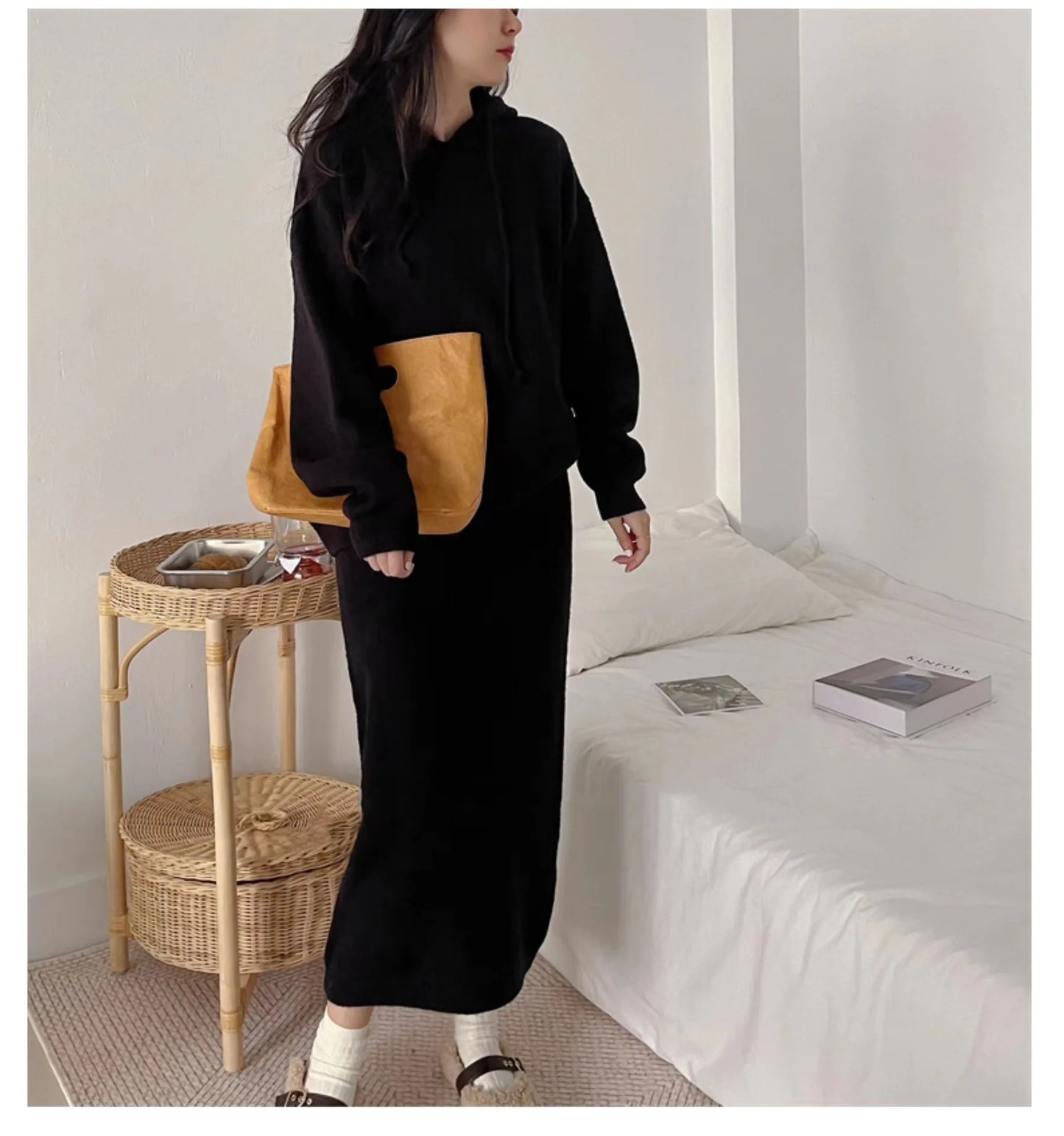 Women’s Hooded Sweater and Long Skirt Twin Set – Fashionable Autumn New Arrivals for Ladies Seren