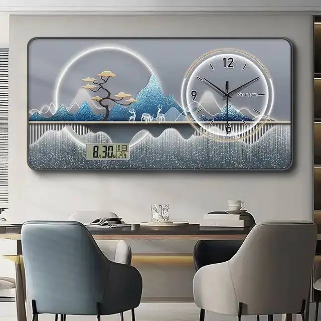 Large Silent Wall Clock with Artistic Design – Decorative Painting Style Clock for Living Room, Office, and Home Decor