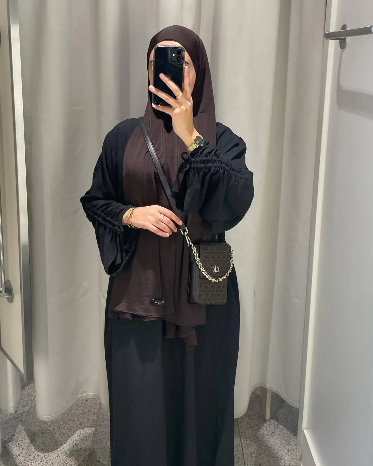 Plain Solid Color Abaya Dress with Drawstring Cuffs – Modest Islamic Clothing for Muslim Women Asma