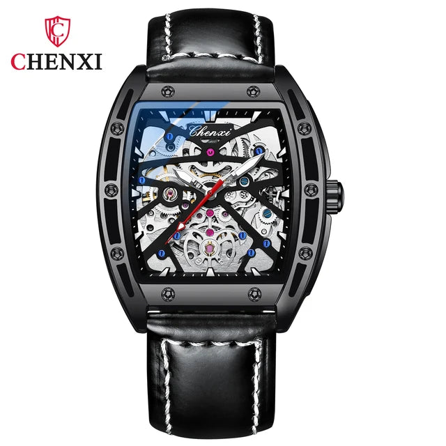 CHENXI 8885 Fully Hollow-Out Mechanical Watch – Men’s Stainless Steel Skeleton Automatic Business Watch, Waterproof