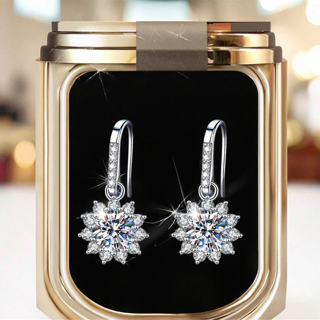 CClassic Sunflower S925 Sterling Silver Moissanite Earrings | Elegant & Stylish Jewelry for Every Occasion Henrietta