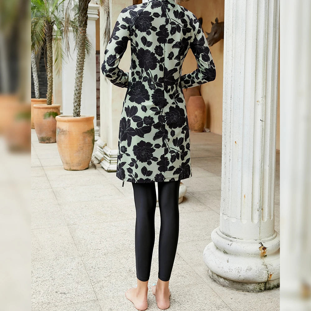 Floral 3-Piece Muslim Swimwear | Modest Hijab Burkini for Women Kansa