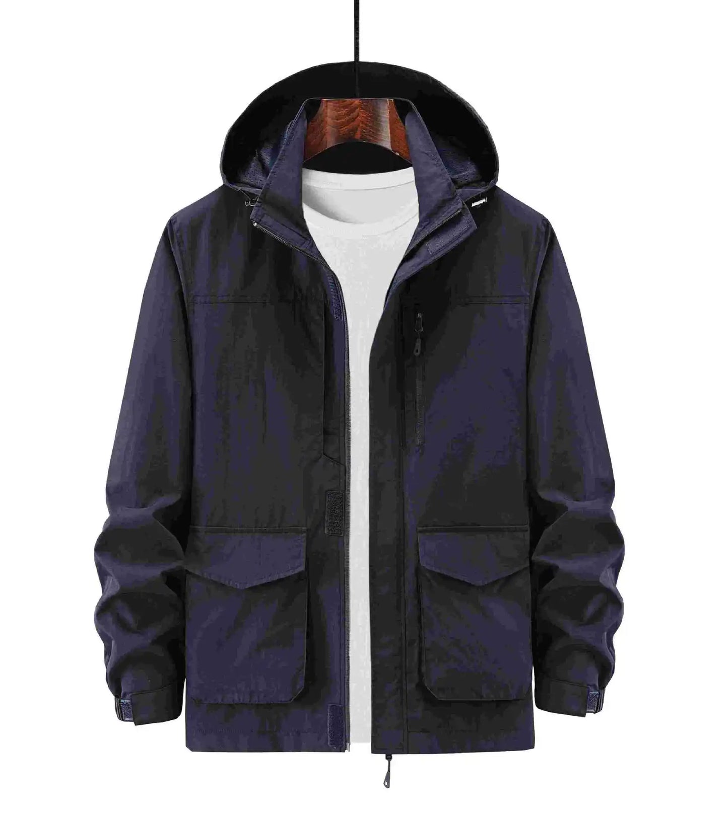 Men's Outdoor Hooded Cardigan Jacket - Lightweight Multi-Pocket Solid Color Casual Jacket Eragon