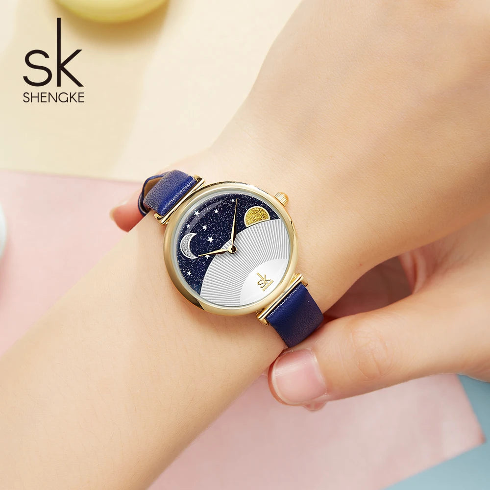SK Luxury Moon Phase Chronograph Watch – Waterproof Quartz Travel Star Watch with Gift Box Scout