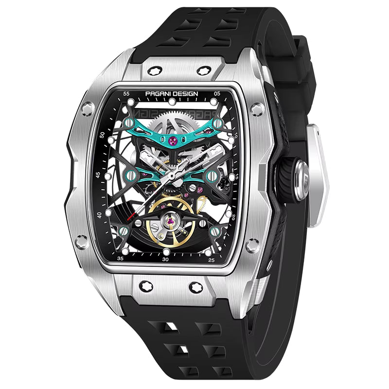 PAGANI DESIGN PD‑YS018 Men’s Automatic Skeleton Watch with Sapphire Glass, Luxury Mechanical Wristwatch 50M Waterproof