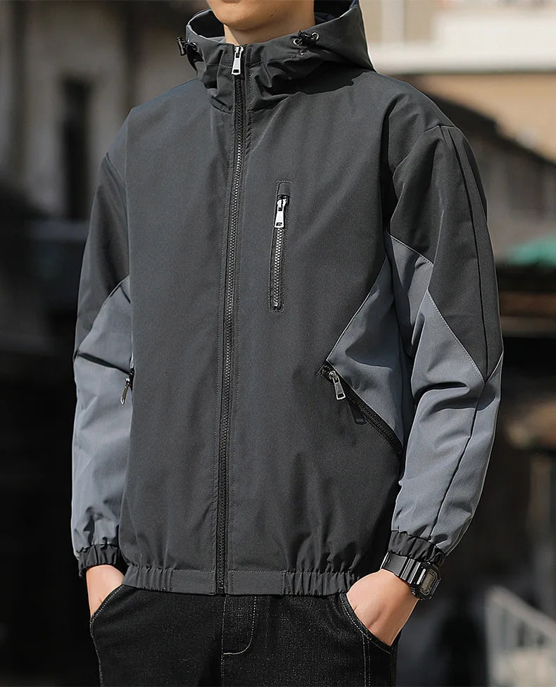 Men's Hooded Windbreaker – Spring & Autumn Slim Fit Jacket, Plus Size Wadded Coat, Lightweight Fashion Pilot Parka Garion