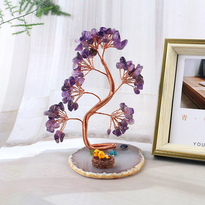 Natural Healing Crystals Tree – Amethyst & Rose Quartz for Home Decor