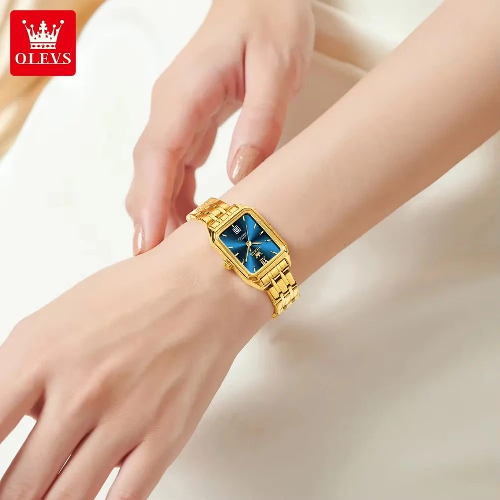 OLEVS 5616 Women’s Luxury Watch - Stainless Steel Strap, Waterproof Quartz Wristwatch with Roman Numerals & Calendar