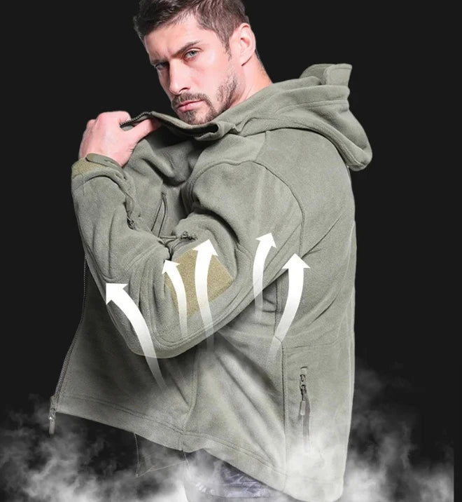 Men's Thermal Hooded Fleece Jacket - Winter Tactical Hiking & Trekking Outerwear for Outdoor Adventures Taylor
