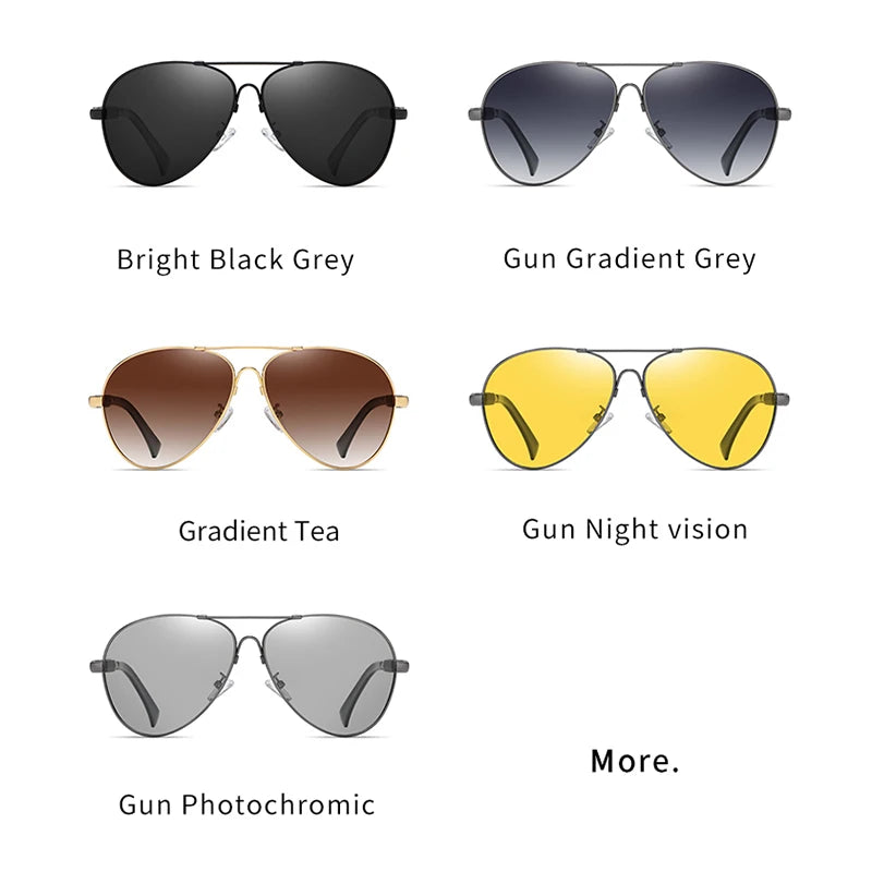 Luxury Pilot Polarized Night Vision Glasses – Memory Metal Photochromic Sunglasses for Men & Women | Driving Eyewear Edison