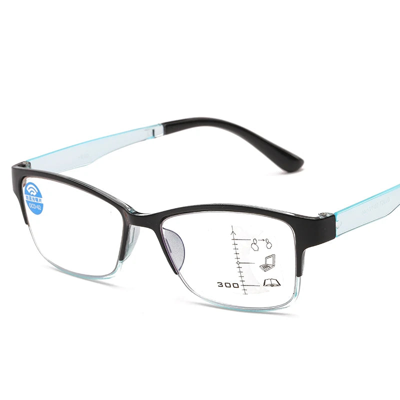 Progressive Multifocal Reading Glasses with Blue Light Protection – Full Frame Design for Near and Far Vision Estelle
