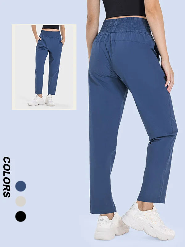 Women Quick-Dry Gym Jogger Pants With Pocket Fitness Running Wear Breathable Solid Pattern Adult Size