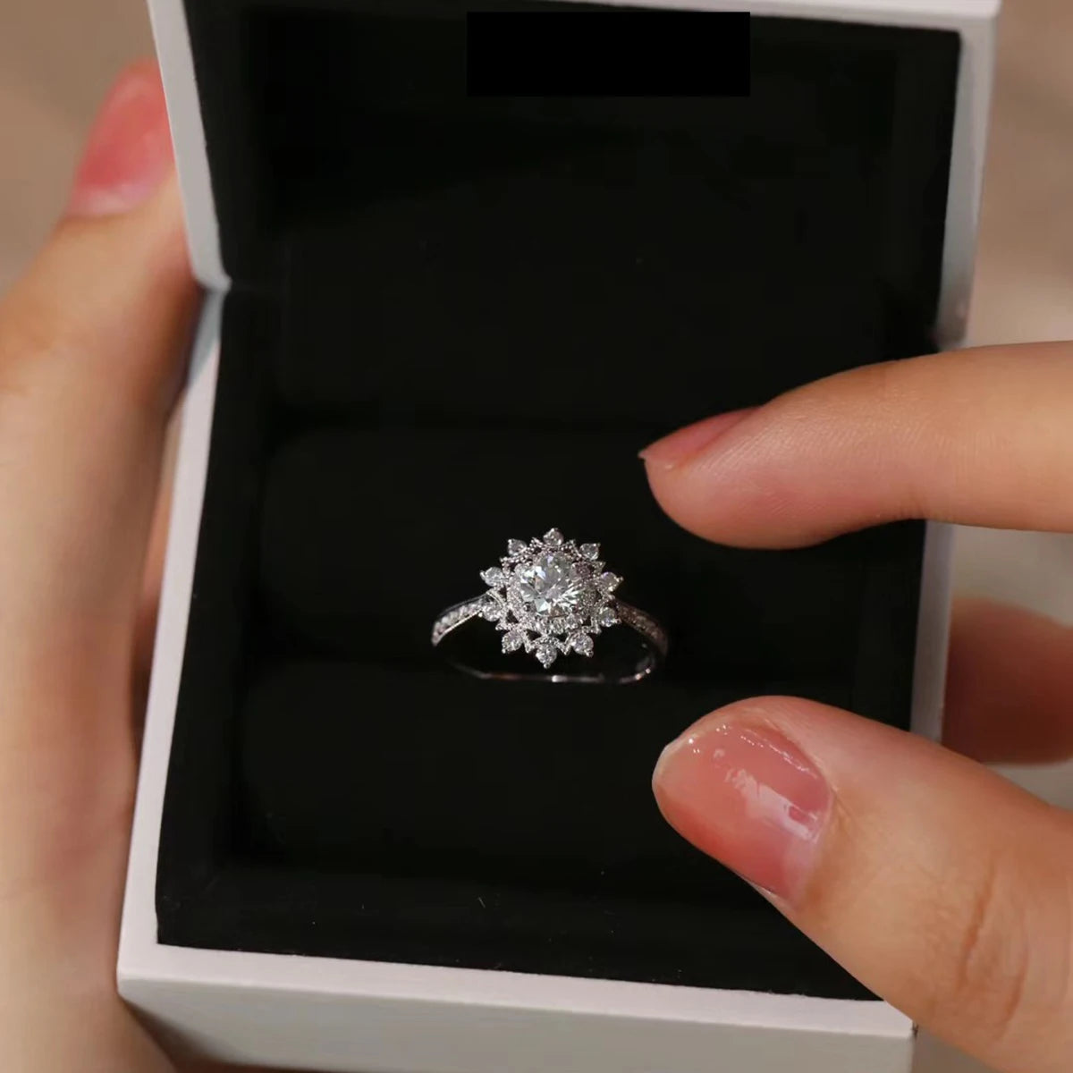 0.5 Carat Certified Moissanite Sunflower Ring – 925 Sterling Silver Wedding Jewelry for Women Joyce