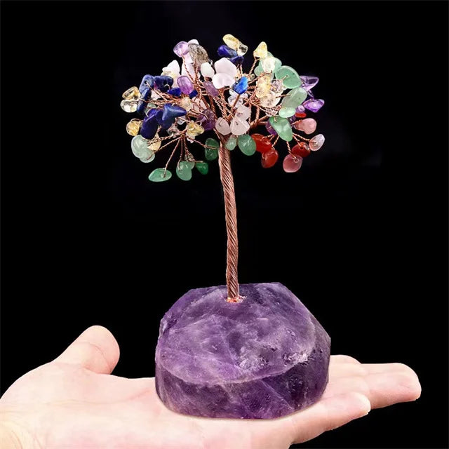 12-14cm Natural Crystal Chips Money Tree | Quartz, Amethyst, & More