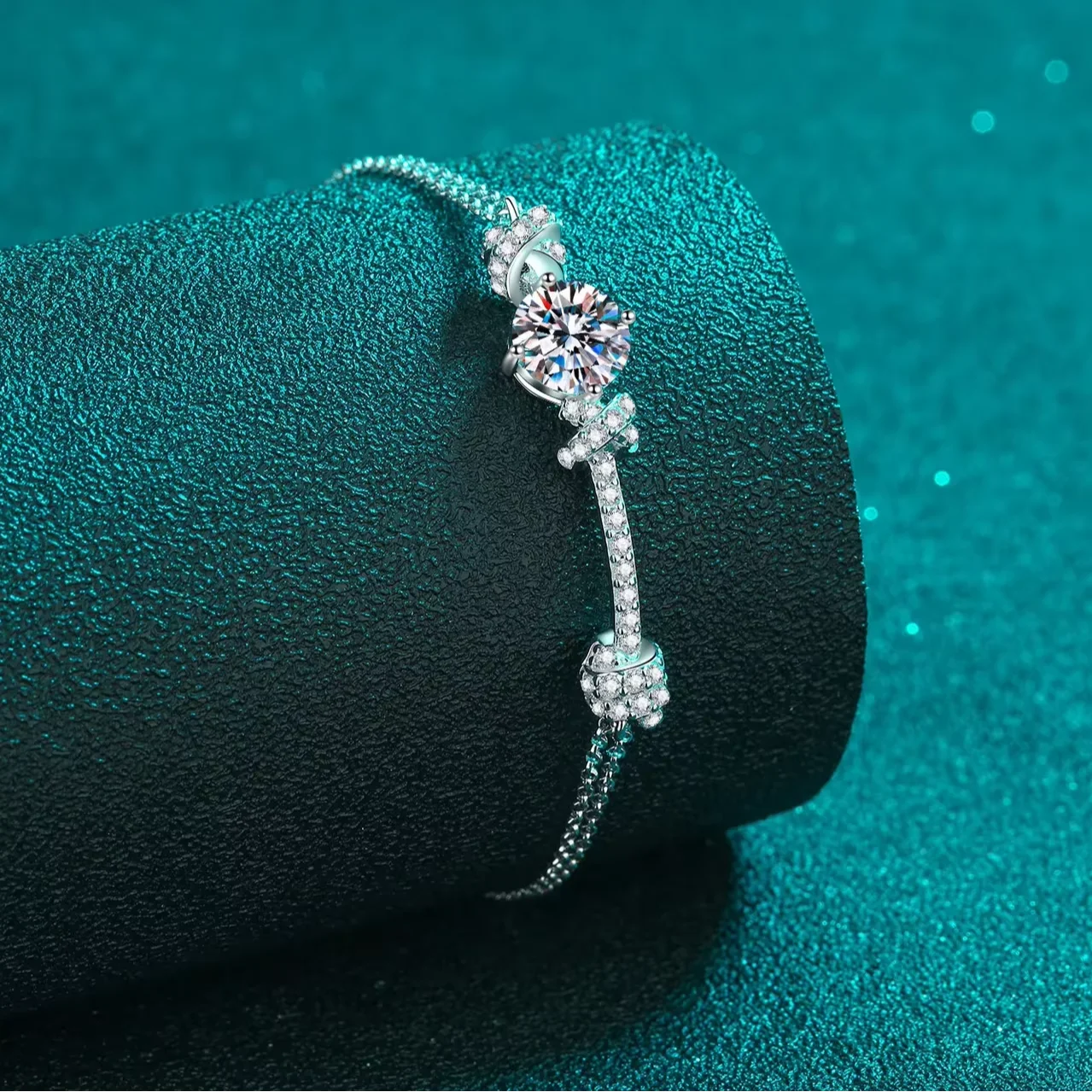Trendy Double Chain Adjustable Bracelet – 925 Sterling Silver Elegant Moissanite Jewelry Lise