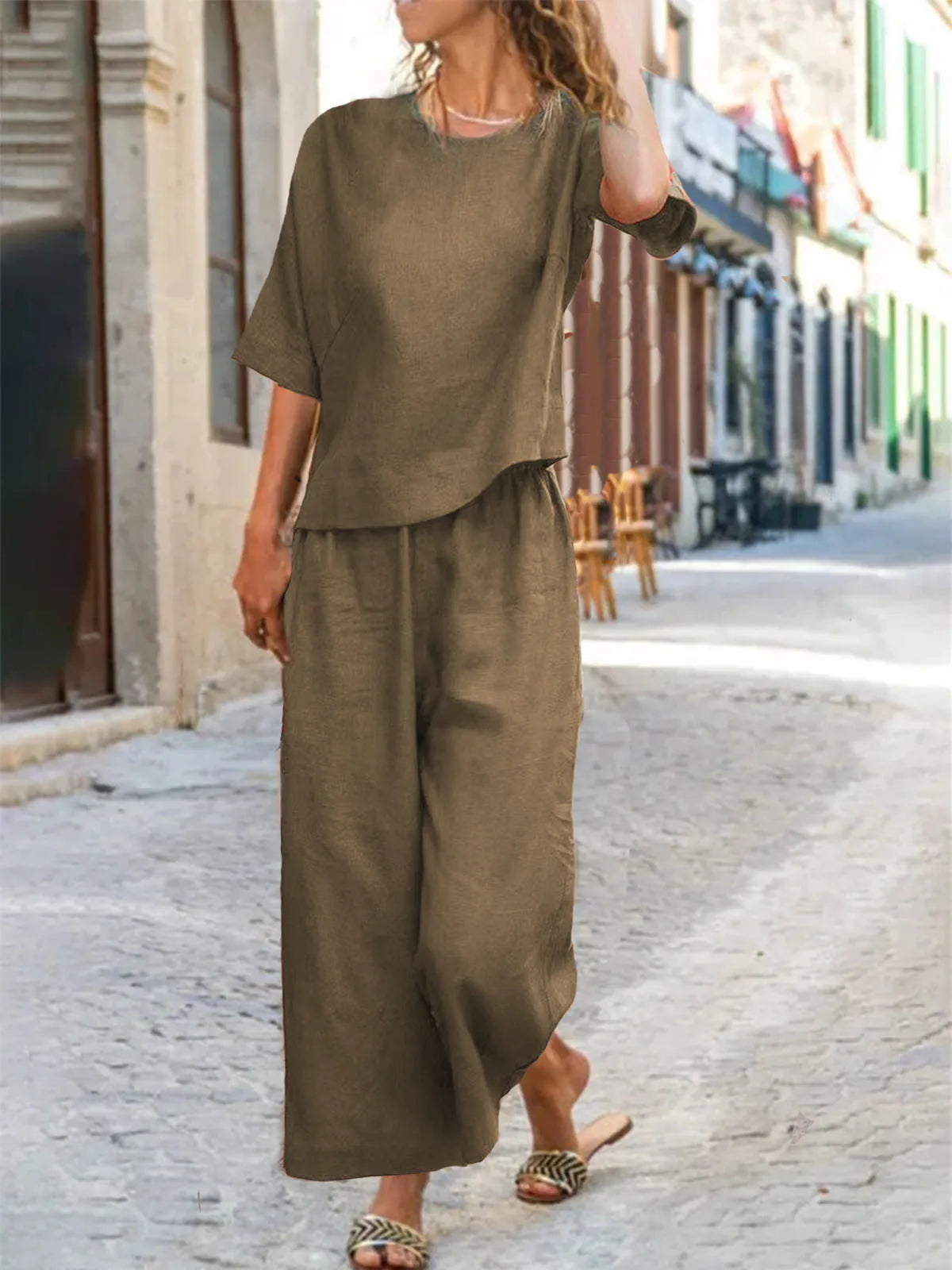 Women's Summer Two-Piece Set – Loose-Fit Top and Breathable Trousers