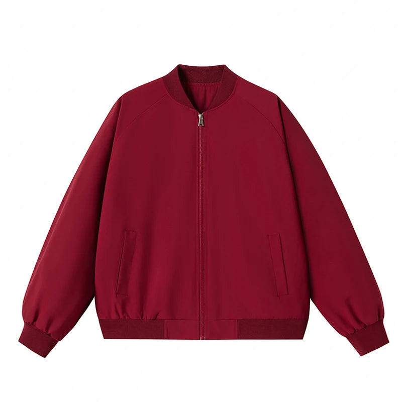 Lightweight Red Varsity Jacket with Custom Logo | Fashionable Spring Baseball Collar Windbreaker for Men and Women Gale