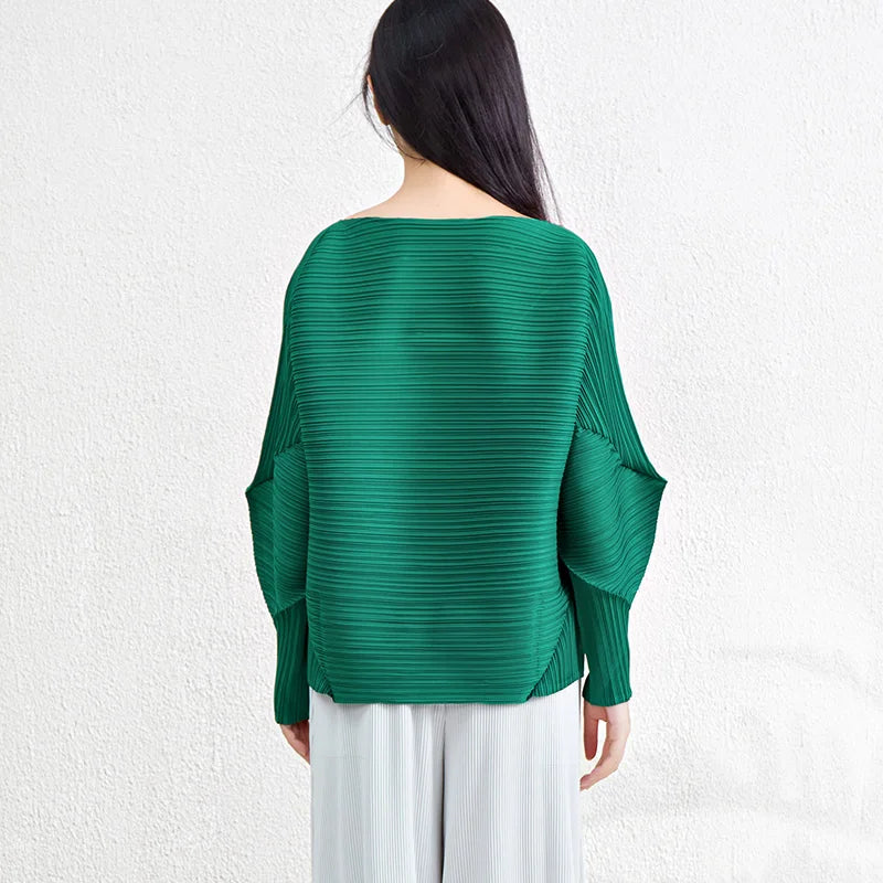 Women's Pleated Miyake Top - Casual Irregular Design | Stylish & Comfortable Blouse Nova