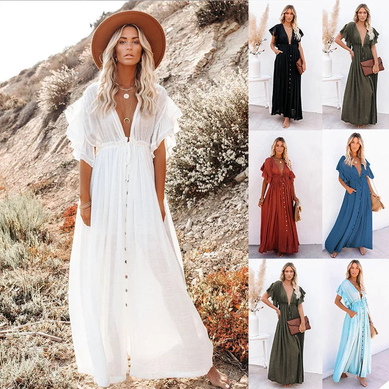 Women’s Lightweight Beach Smock Shirt with Rope Waist
