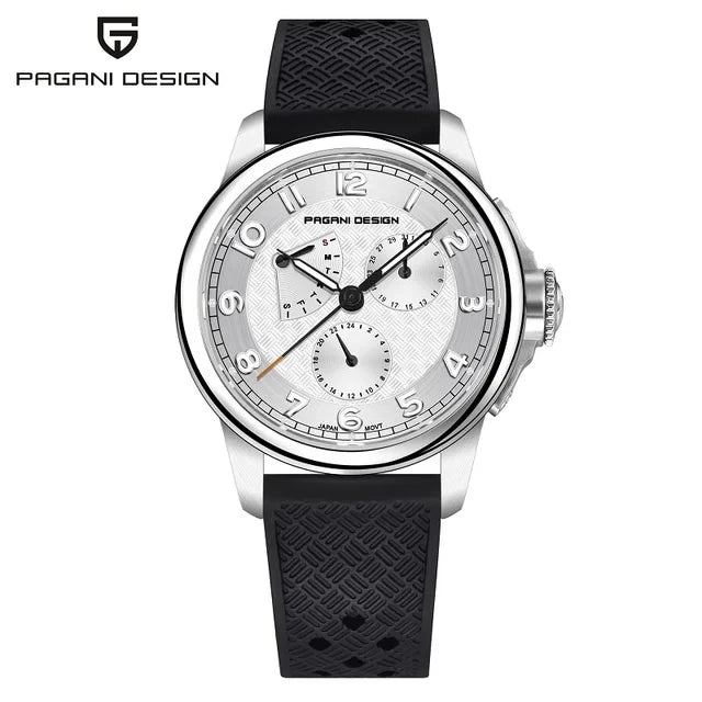 PAGANI DESIGN 1780 Men's Quartz Watch - Sapphire Crystal, Japan Movement, 100M Waterproof, Calendar, Stylish Relogio Masculino
