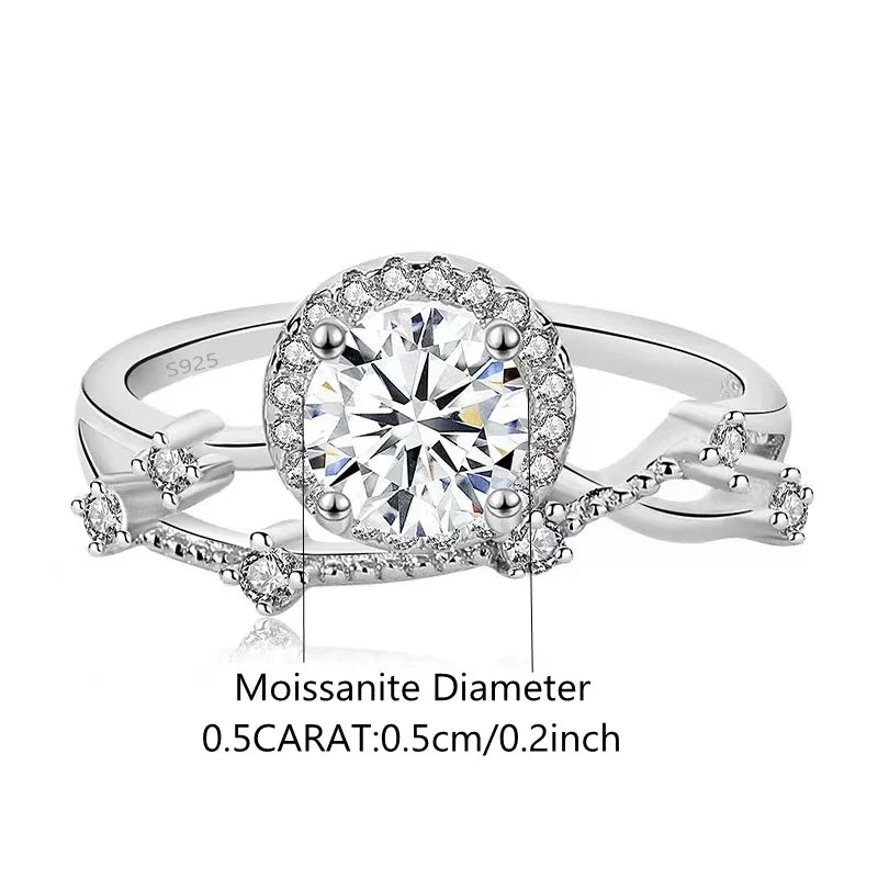 Elegant 0.5 Carat Moissanite Ring in 925 Sterling Silver – Perfect Engagement, Wedding, or Proposal Gift for Her