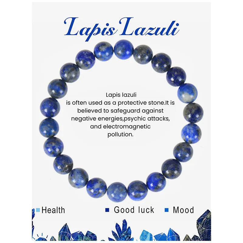 8mm Blue Apatite Natural Stone Beaded Bracelet | Handmade Geometric Elastic Crystal Jewelry for Health & Wellness Elysia