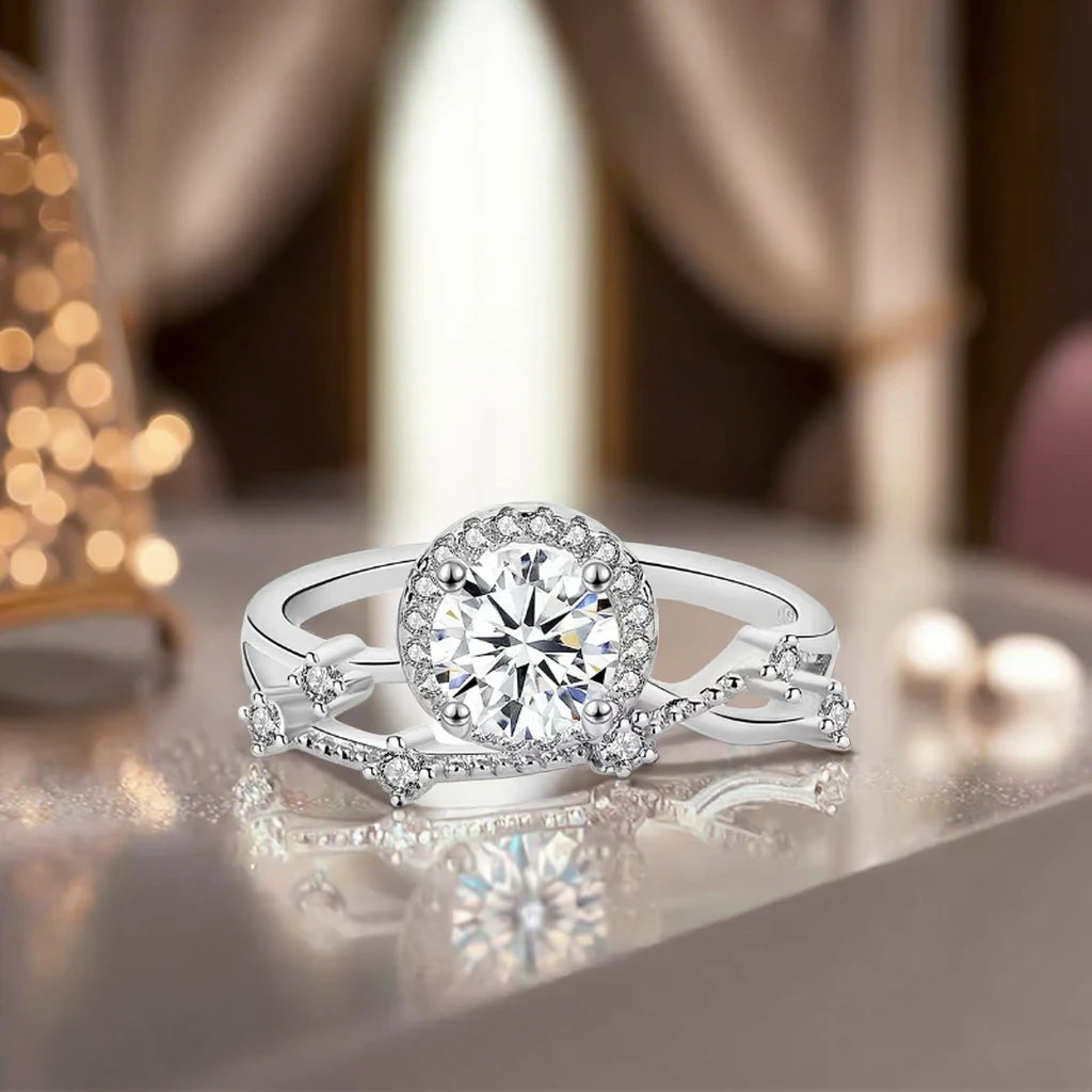 Elegant 0.5 Carat Moissanite Ring in 925 Sterling Silver – Perfect Engagement, Wedding, or Proposal Gift for Her