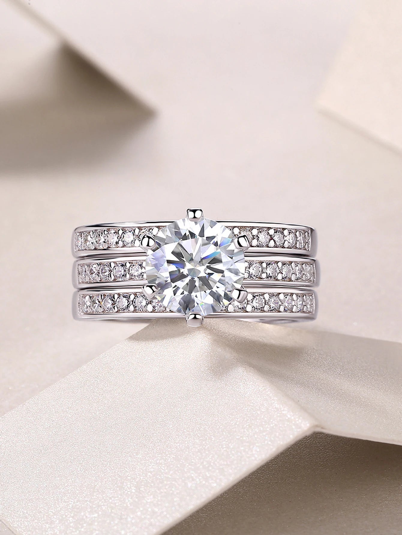 Elegant S925 Sterling Silver Moissanite Wedding Ring | 2CT Colored Gemstone | Durable Jewelry for Lasting Love