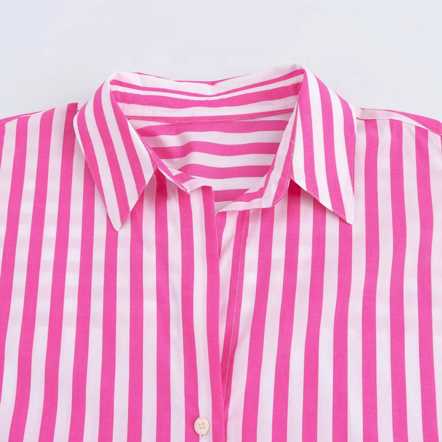 Women's Striped Poplin Lapel Shirt - Spring Fashion Long Sleeve Top Anika