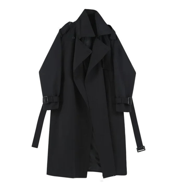 Elegant British Style Women's Mid-Length Trench Coat – High Waist Casual Slimming Windbreaker Overcoat Hermione