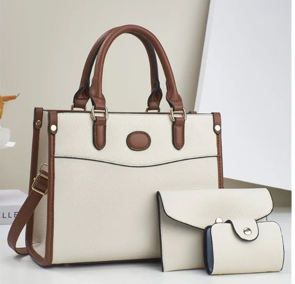 Women's 2-in-1 Designer Tote Bag – Stylish Handbag with Zipper Closure & Polyester Lining for All Seasons