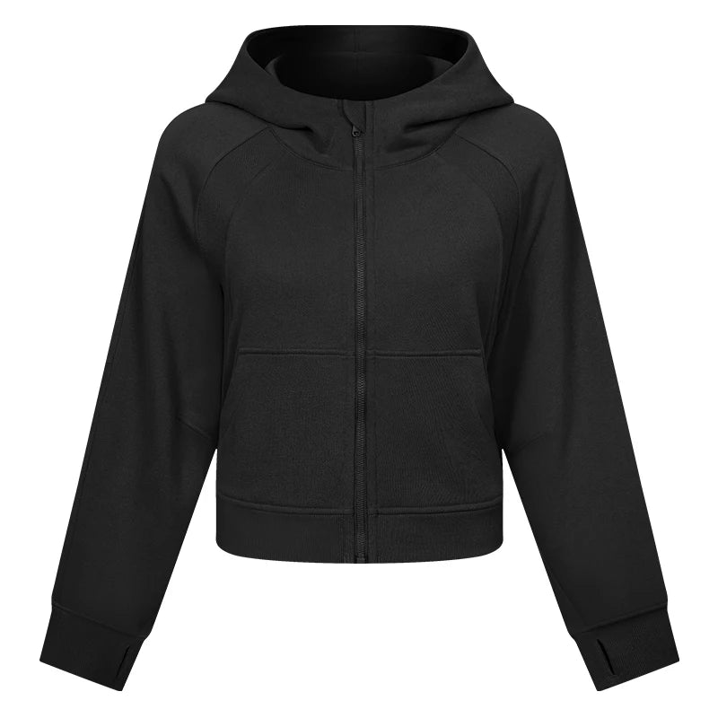 Women's Oversized Cropped Fleece Hoodie | Cozy Winter Warm Hooded Sweatshirt