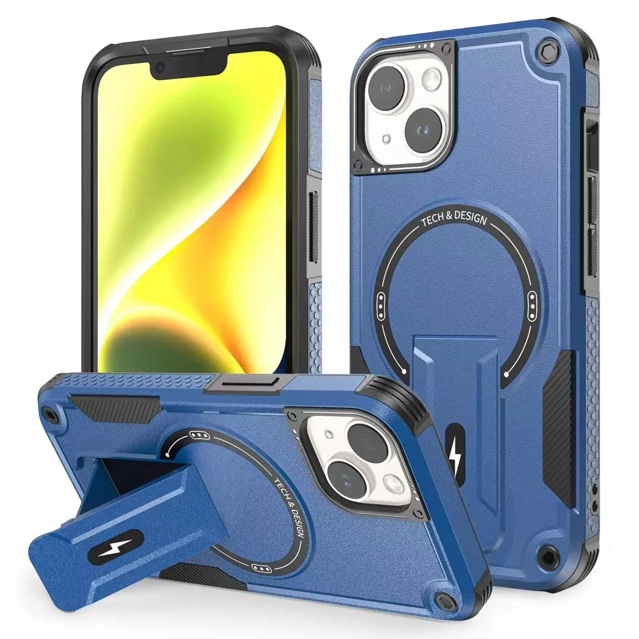 Magnetic Phone Holder Case for Apple iPhone 16/15/14/13/12 Plus/Pro/Max – Shockproof Cover with Charger Support