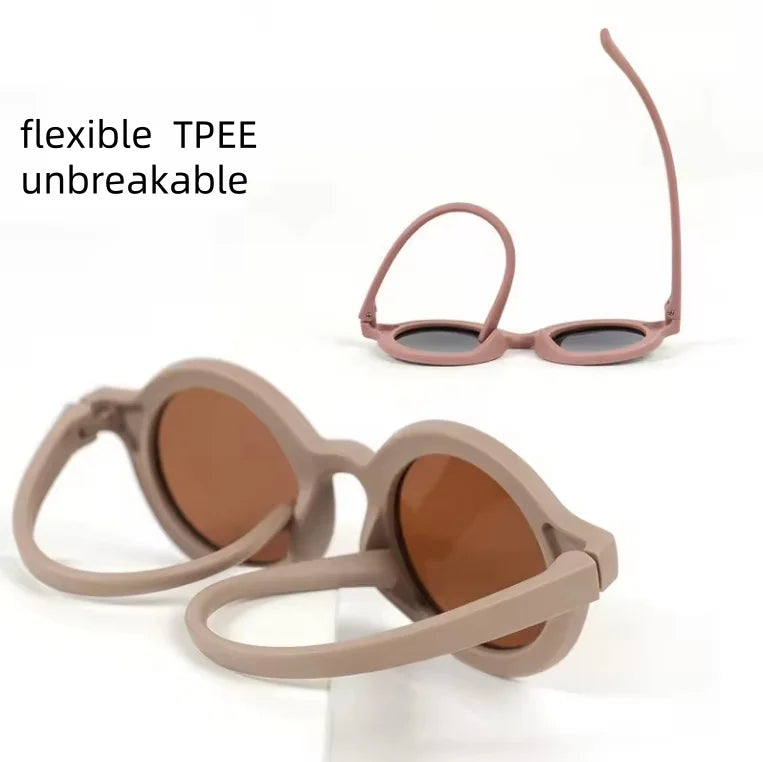 Cute Round Polarized Kids Sunglasses - Flexible TPEE Frame | CAT3 UV Protection for Girls & Boys Toby