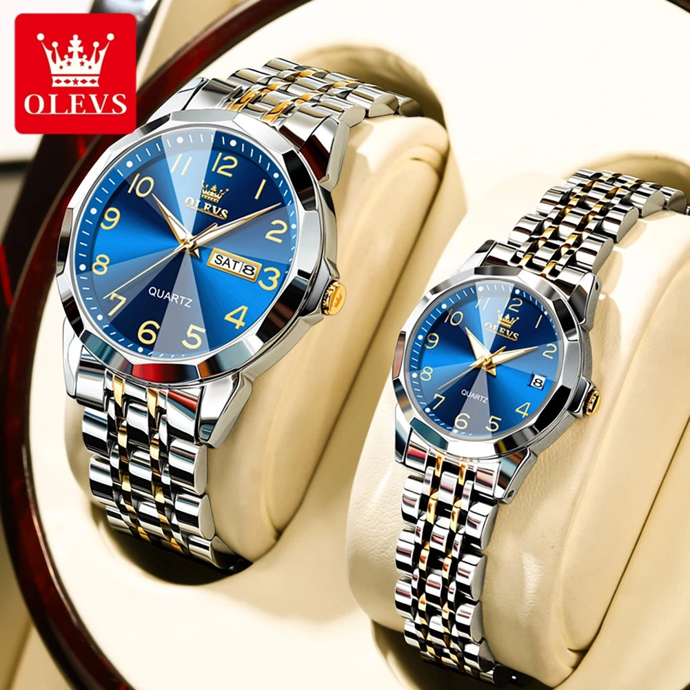 OLEVS 9970 Fashion Quartz Watches: Affordable Business Wrist Watches for Men & Women | Perfect Couple Gift Set