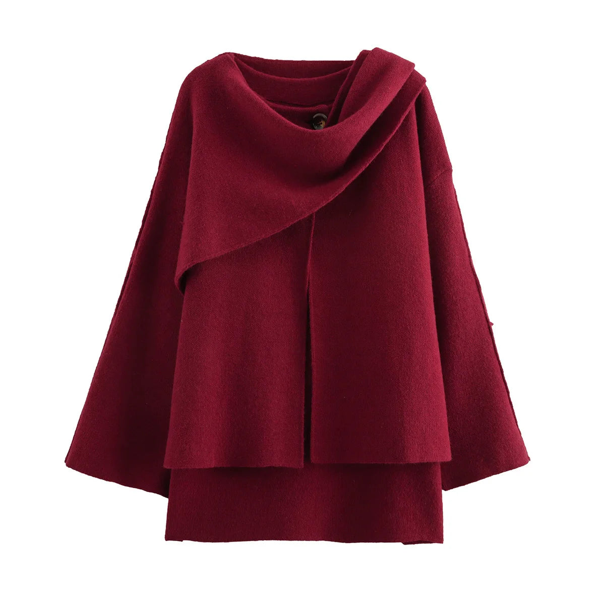 Women's Cape-Style Cropped Coat – Vintage Long Sleeve Chic Outerwear Clara