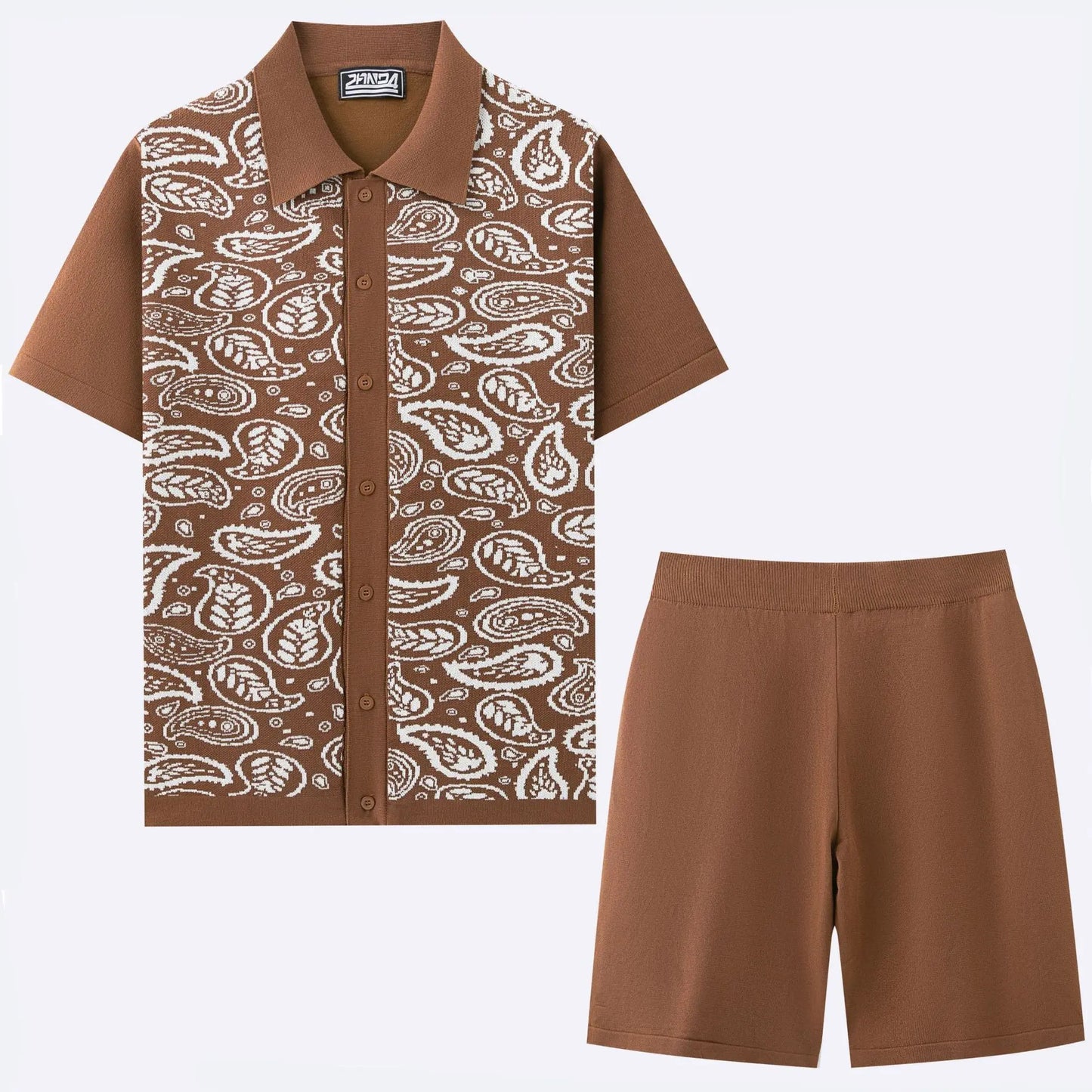 Men's Summer Jacquard Knitted Polo Shirt Set - Breathable Two-Piece Outfit for Casual Fashion Zachary
