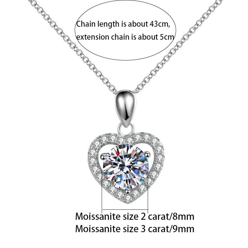925 Sterling Silver Moissanite Pendant Necklace for Women – 2-3CT Simple Luxury Design, Perfect for Weddings & Holiday Gifts Lucie