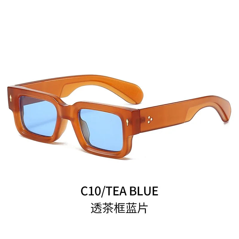Rectangle Rivet Non Prescription Chunky Rectangle Blue Light Glasses Black Square Thick Frame Rectangle Women Men