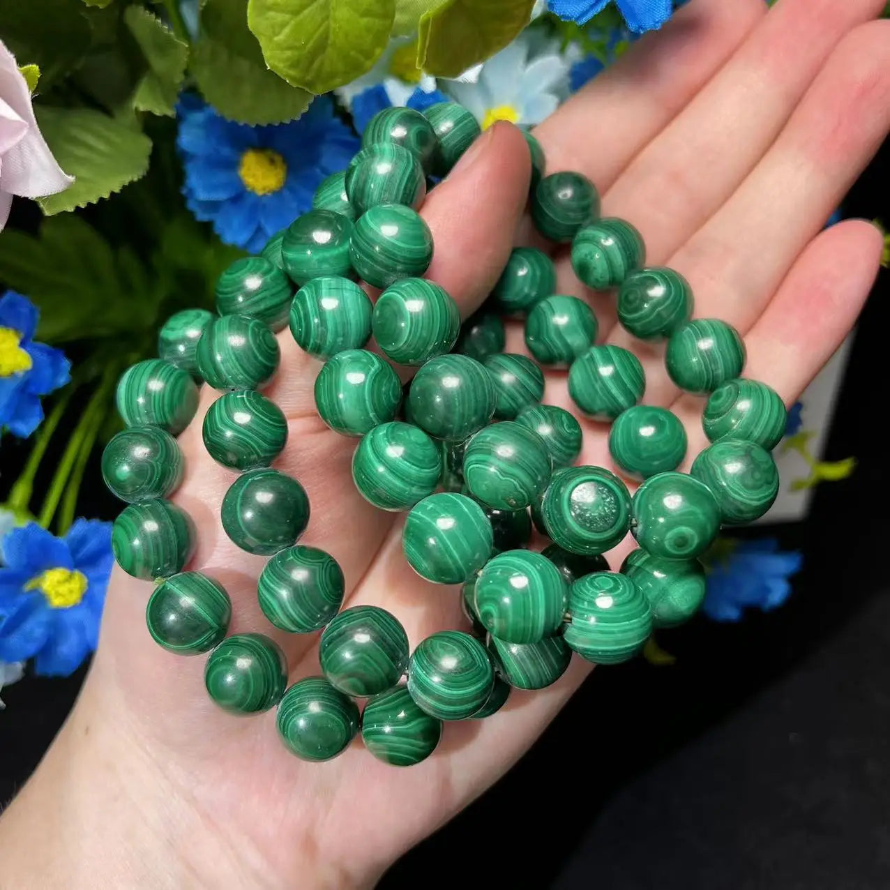 10/12MM Natural Crystal Malachite Bracelet – High-Quality Colorful Beads | Handmade Healing Jewelry