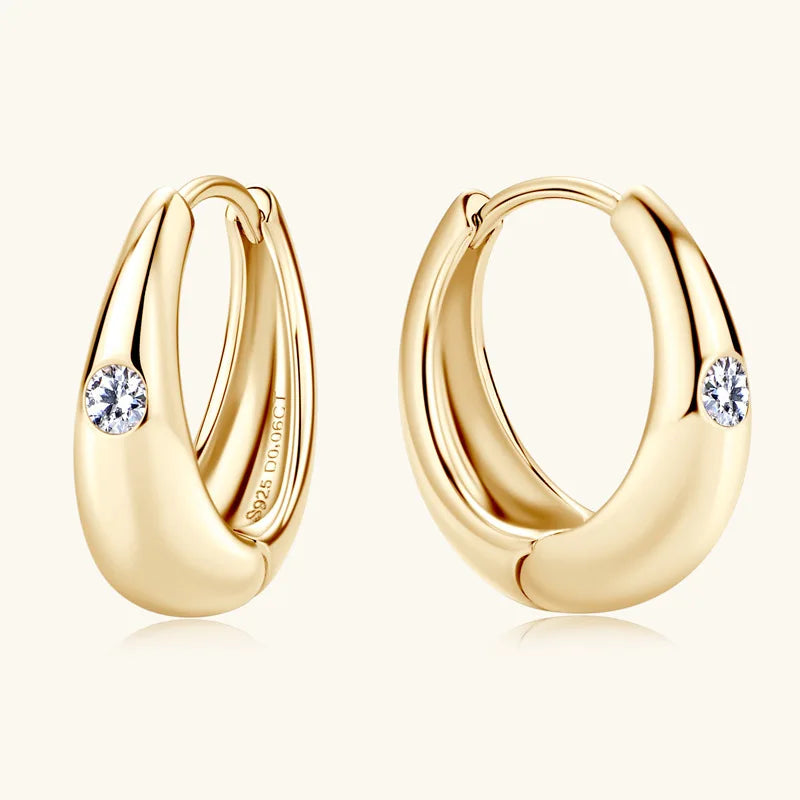 S925 Silver 0.06 Carat Moissanite Retro Earrings | Punk Light Luxury Jewelry for Women & Men Brooke