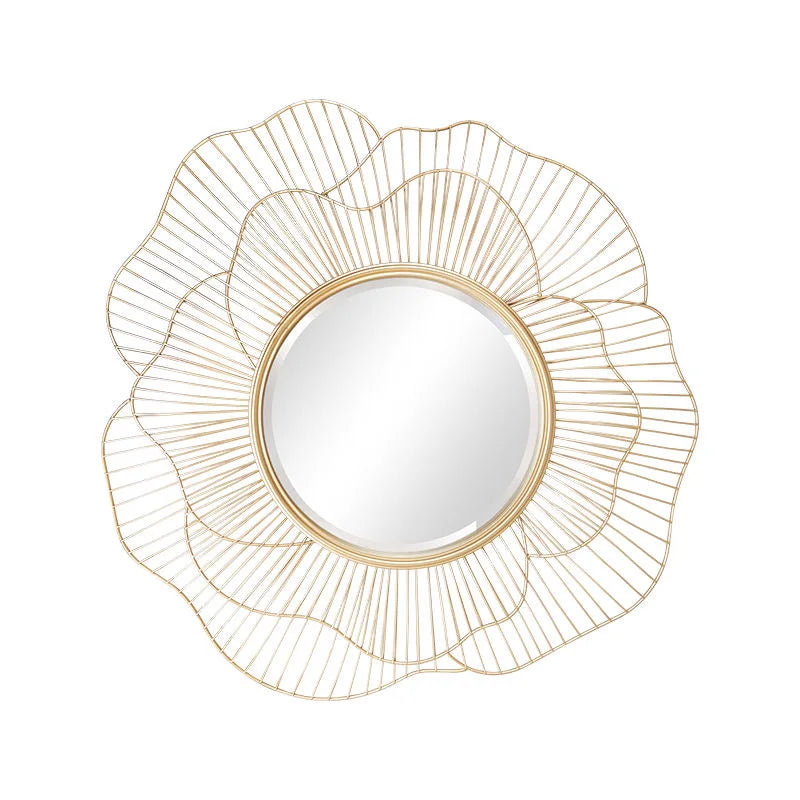 Large Metal Flower Wall Mirror – Luxury Art Frame for Bedroom, Bathroom, and Home Decor |