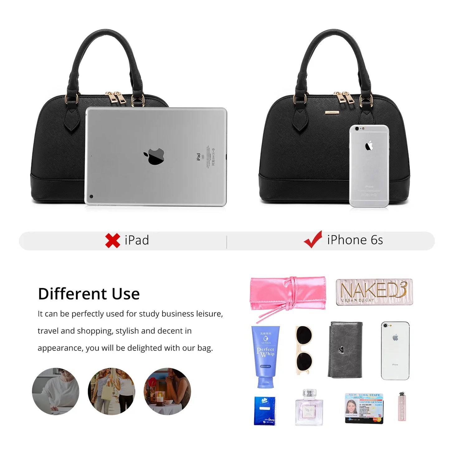 LOVEVOOK Designer Double Zip Satchel Bag – Classic Top Handle Shoulder Purse & Small Crossbody Bag for Women Yassi