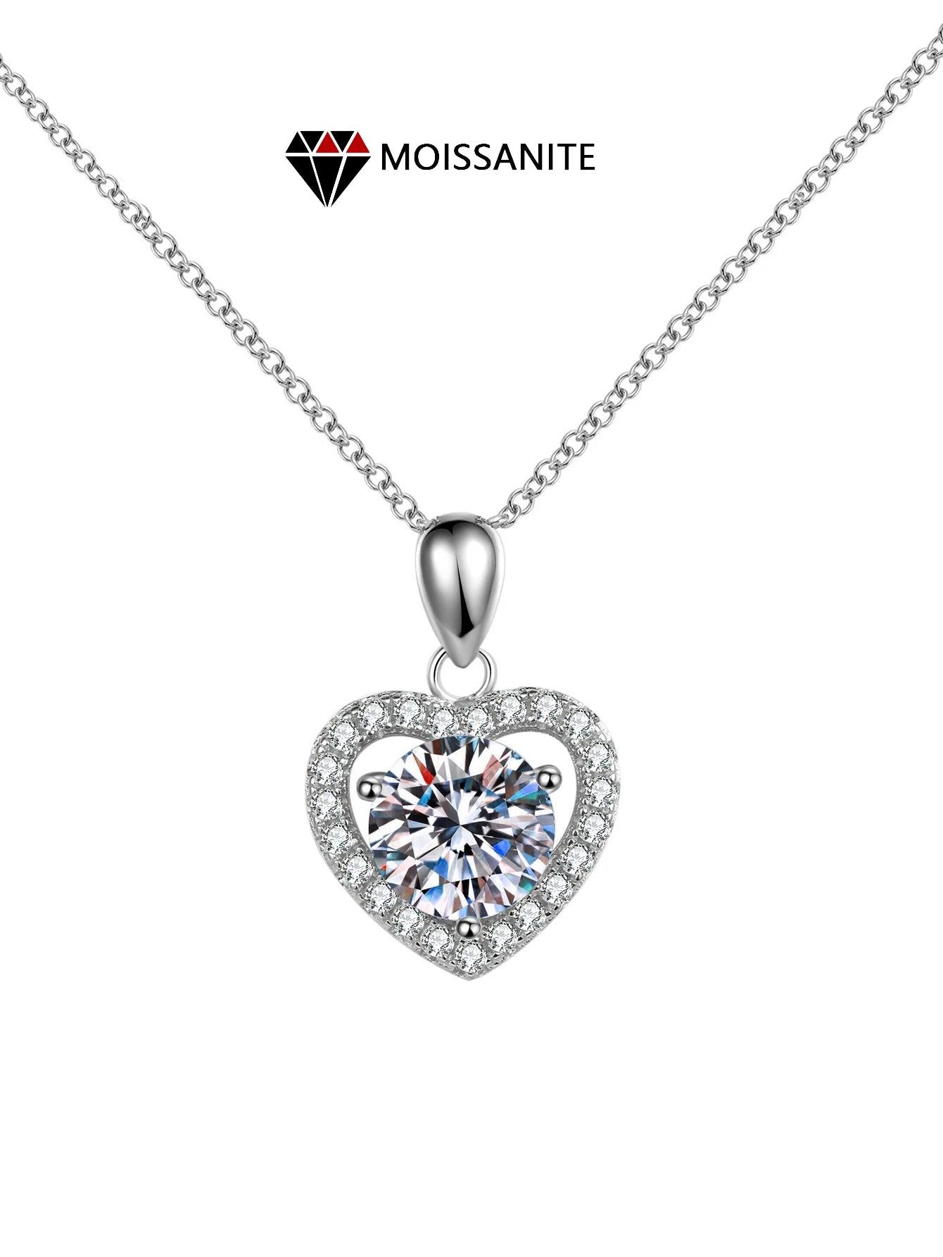 925 Sterling Silver Moissanite Pendant Necklace for Women – 2-3CT Simple Luxury Design, Perfect for Weddings & Holiday Gifts Lucie